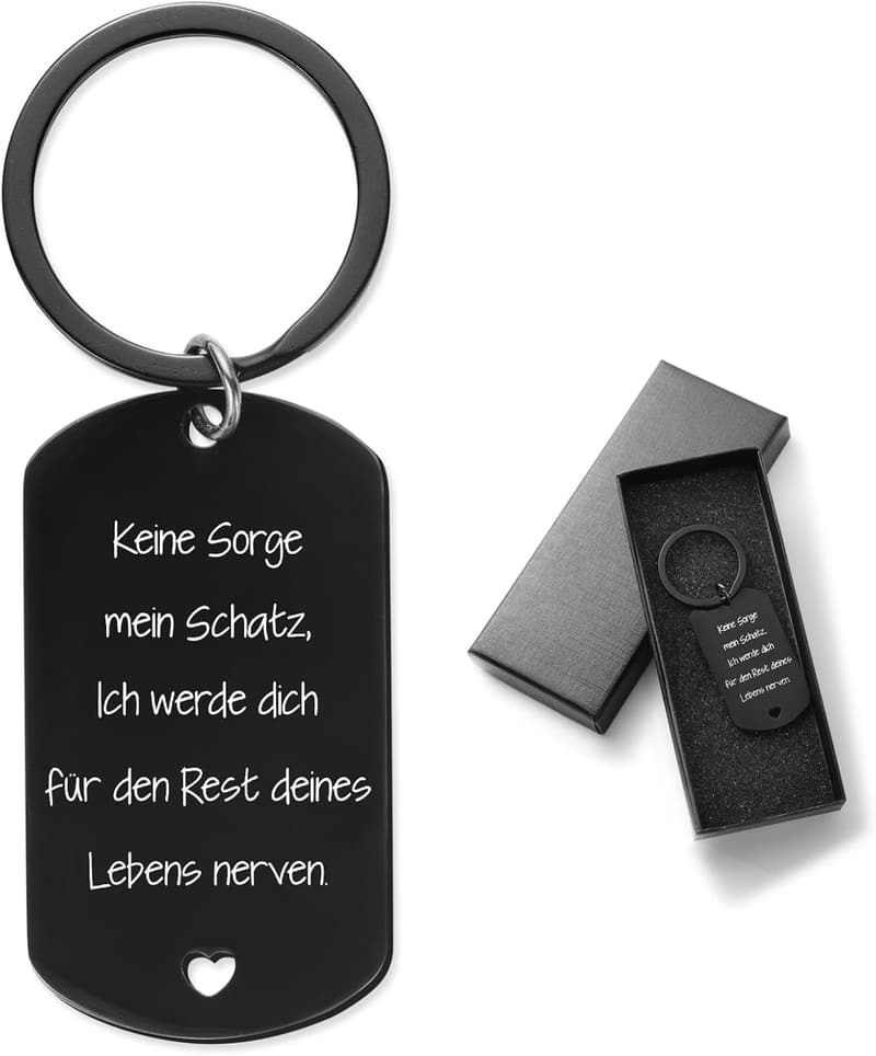 Schwarzer Schlüsselanhänger für Männer - Geschenk zur Hochzeit oder Geburtstag