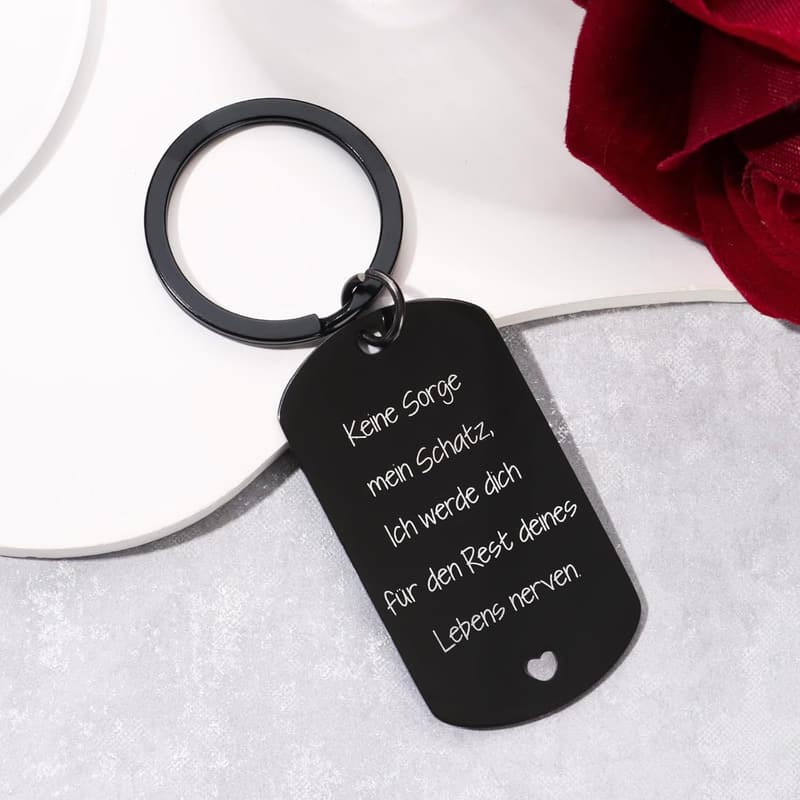 Schwarzer Schlüsselanhänger für Männer - Geschenk zur Hochzeit oder Geburtstag