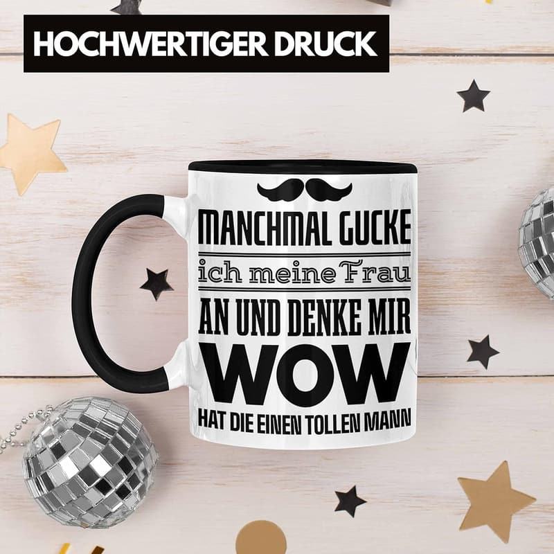 Witzige Tasse für Ehepartner – Geschenk für Männer und Frauen (Schwarz)