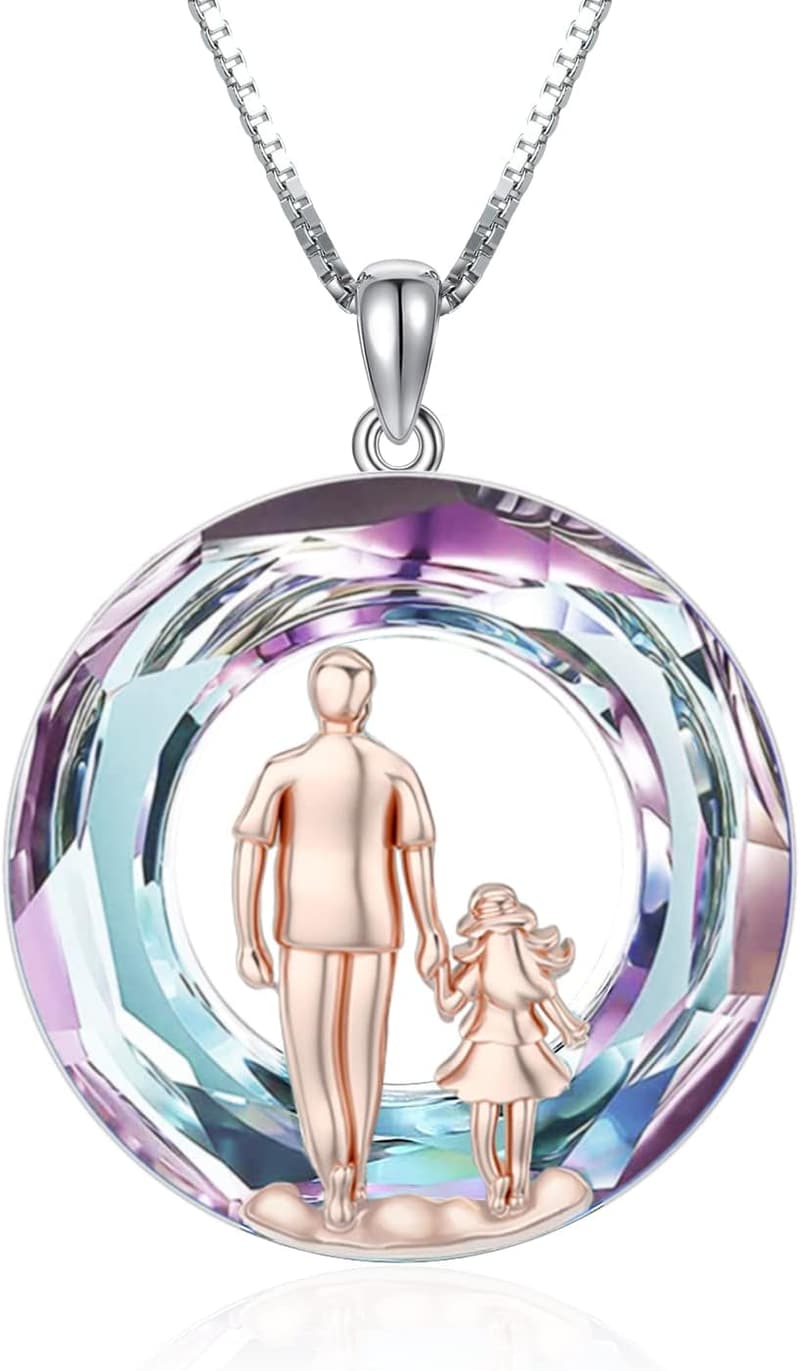 Vater-Tochter Medaillon-Halskette aus 925er Sterlingsilber für Frauen und Mädchen