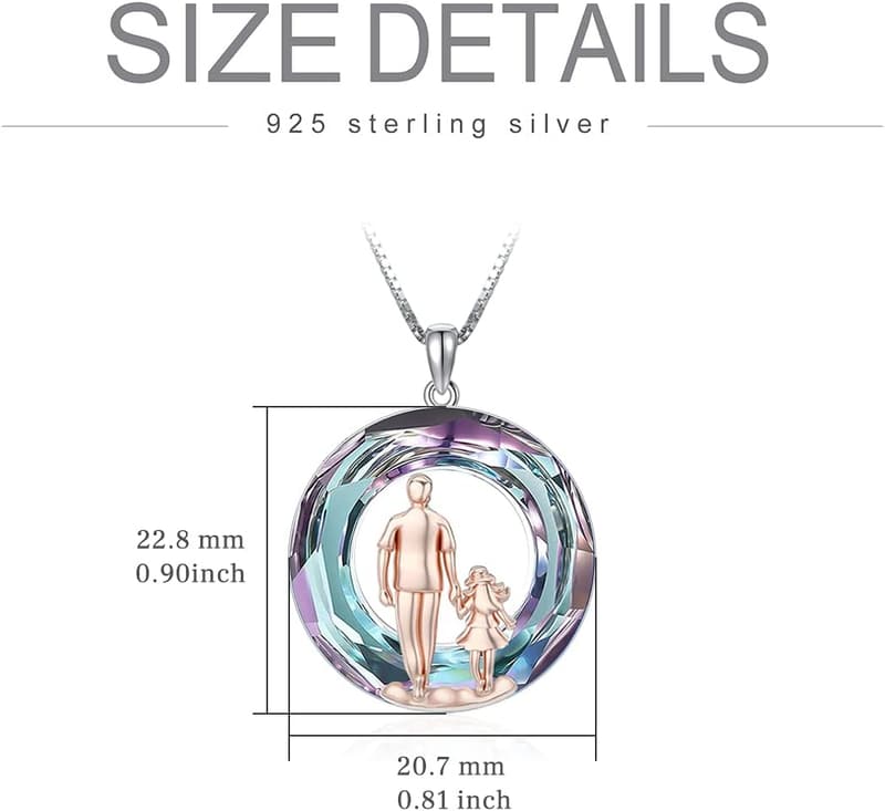 Vater-Tochter Medaillon-Halskette aus 925er Sterlingsilber für Frauen und Mädchen