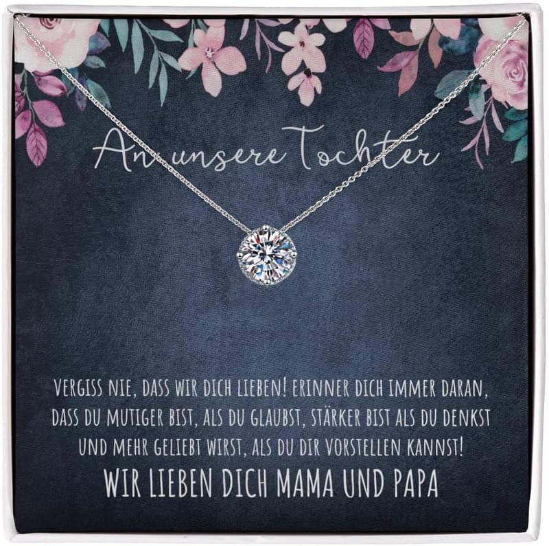 925 Silberne Halskette mit Spruch für unsere Tochter zum Geburtstag