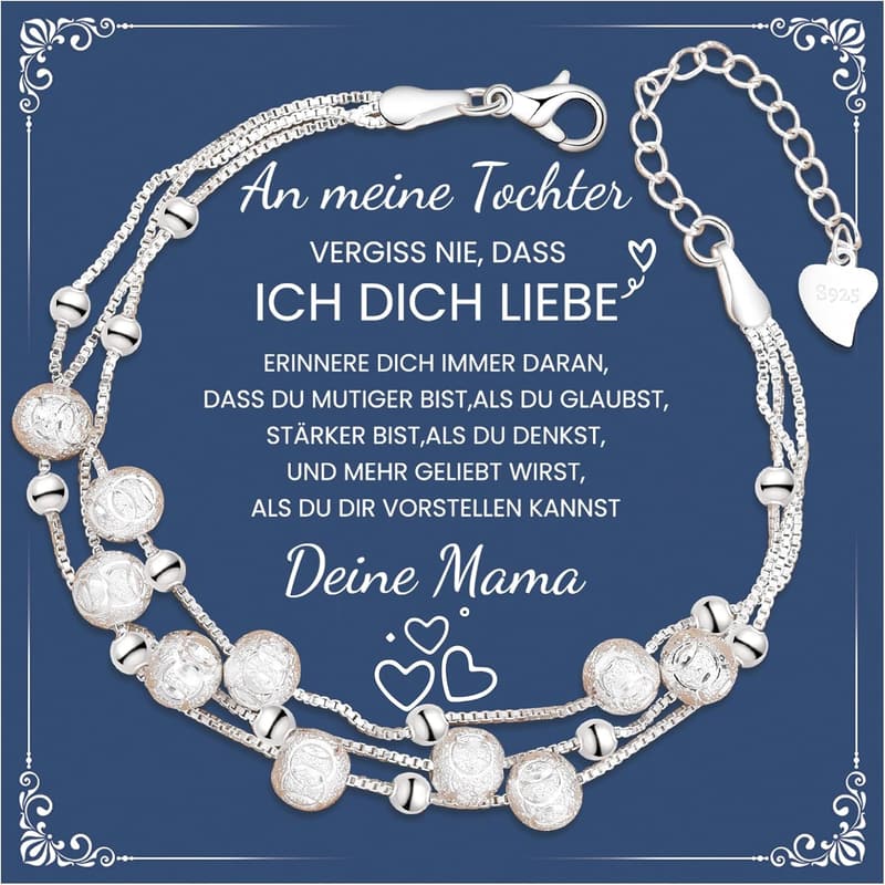 Silbernes Perlenarmband für Töchter – Inspirierendes Geburtstagsgeschenk