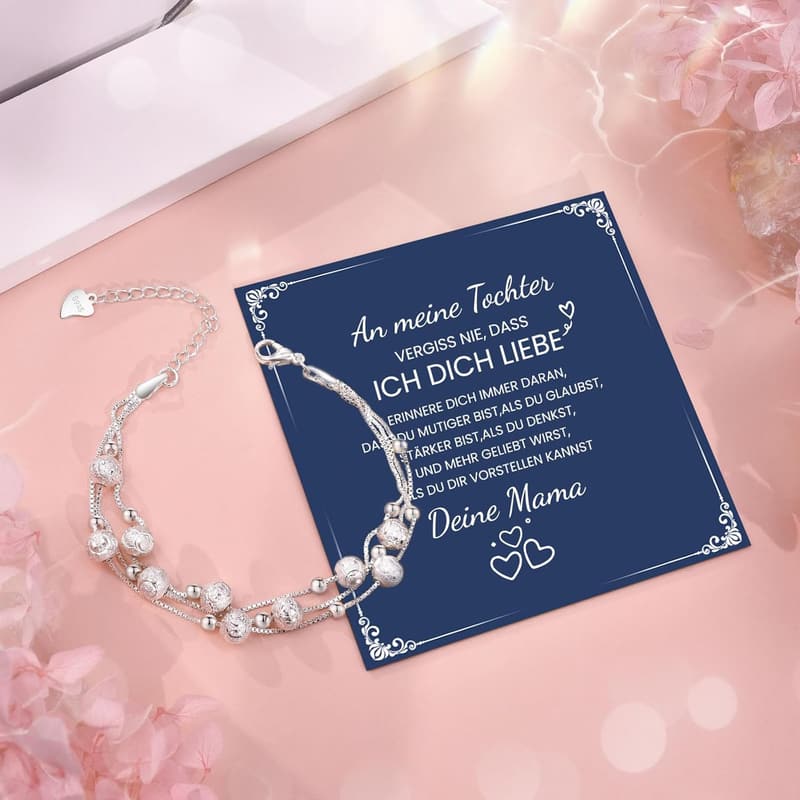 Silbernes Perlenarmband für Töchter – Inspirierendes Geburtstagsgeschenk