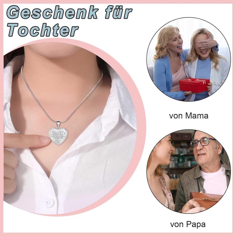 Herz-Halskette mit Spruch für Töchter und Frauen - Geschenkidee