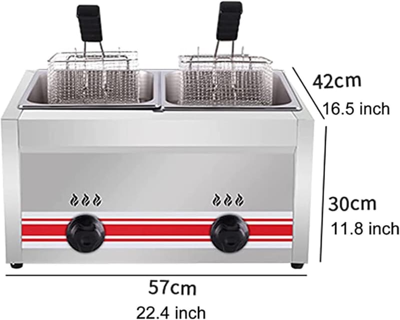 Propan-Fritteuse 20 l für Camping - rostfreies Netz, 2 Frittierkörbe