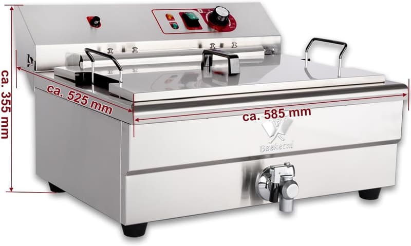 Profi Kaltzonen-Fritteuse 20l Edelstahl mit Doppelheizspirale