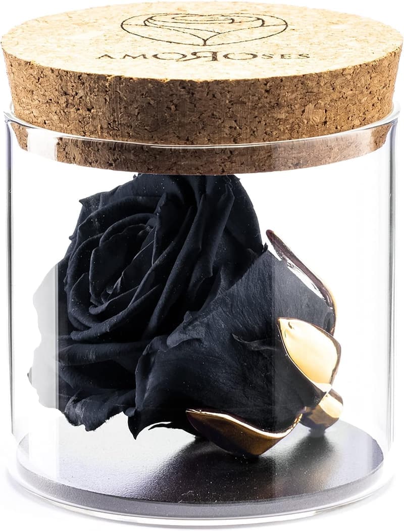 Ewige Rose im Glas mit 24 Karat vergoldetem Kelch – Geschenkidee für Paare