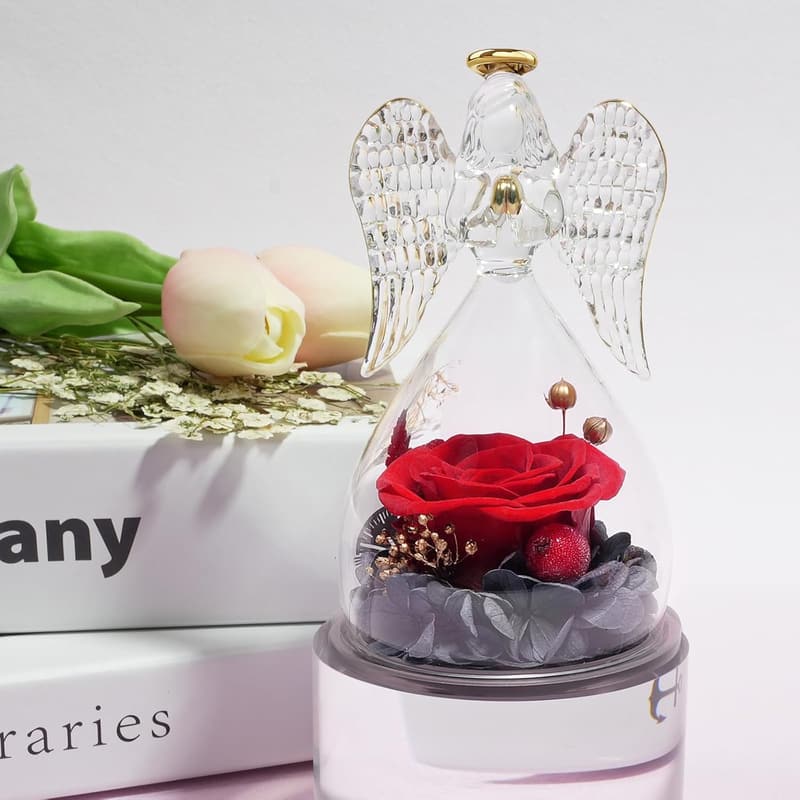 Ewige Rose Engel Figur – Handgefertigtes Geschenk für Mama und Frauen