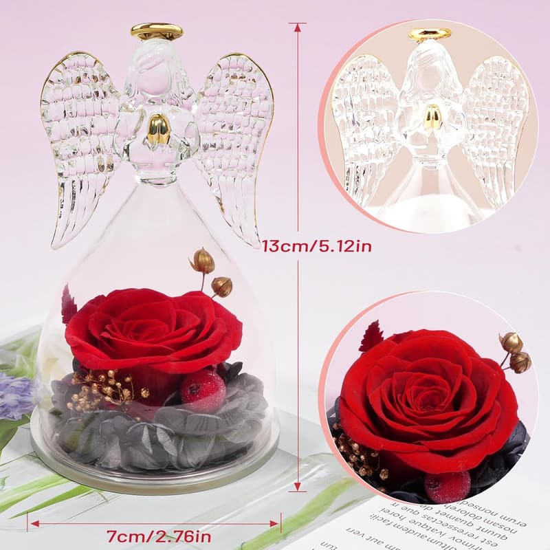Ewige Rose Engel Figur – Handgefertigtes Geschenk für Mama und Frauen