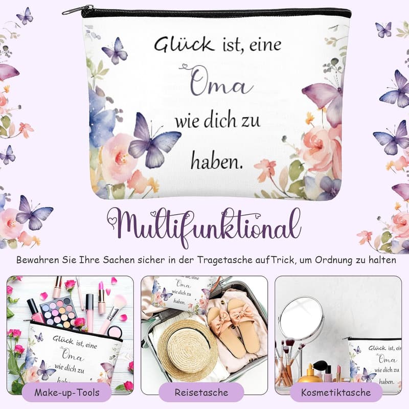 Geschenkset für Oma: Kosmetiktasche & Schlüsselanhänger