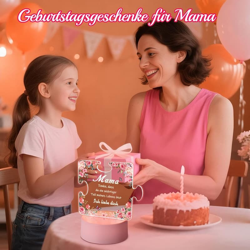 Acryl Puzzle LED Lampe für Mama – persönliches Nachtlicht Geschenk