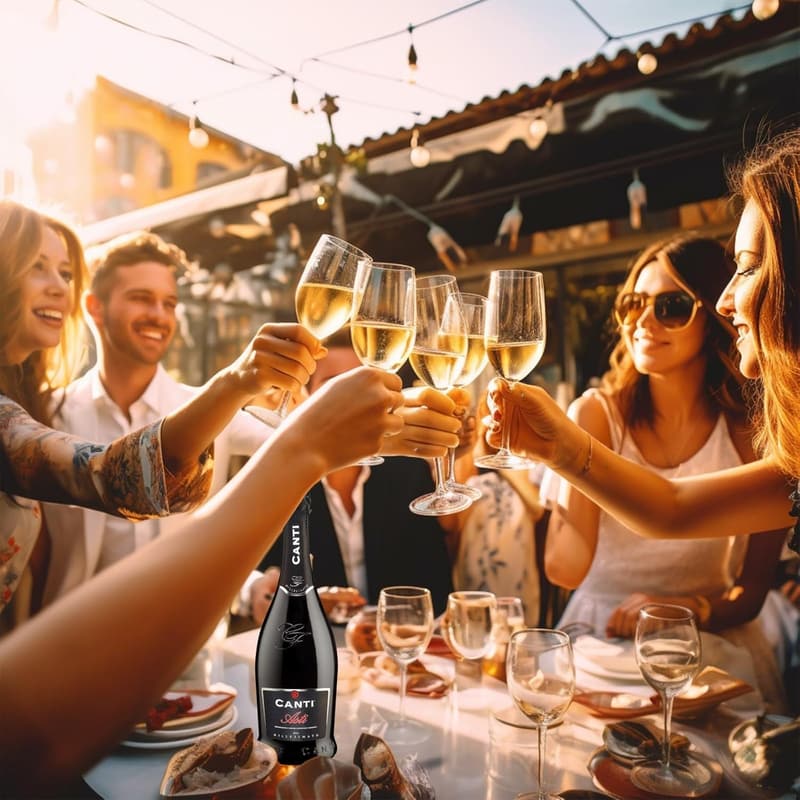 Moscato d'Asti Spumante Sektwein mit Geschenkpackung und Gläsern, 750 ml
