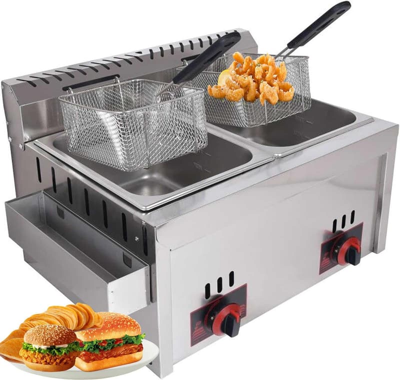 Edelstahl Gas-Fritteuse 2 l - Ideal für Chips, Donuts und Fisch