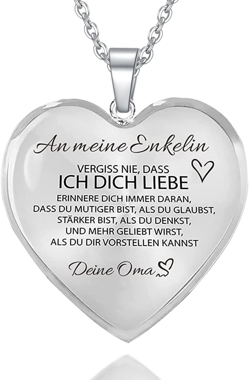 Inspirierende Herz-Halskette aus Edelstahl für Tochter und Enkelin