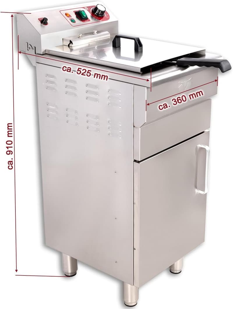 Profi Gastro Standfritteuse 16L Edelstahl, 5000W, mit Unterschrank