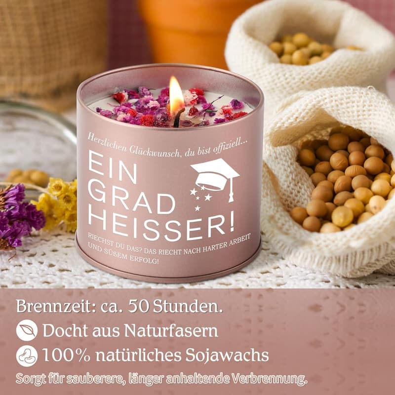 Abschlusskerze aus Metall für Frauen – Abi 2025 Geschenk