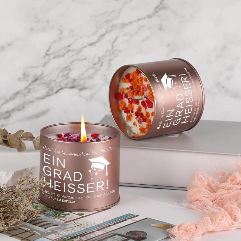 Abschlusskerze aus Metall für Frauen – Abi 2025 Geschenk