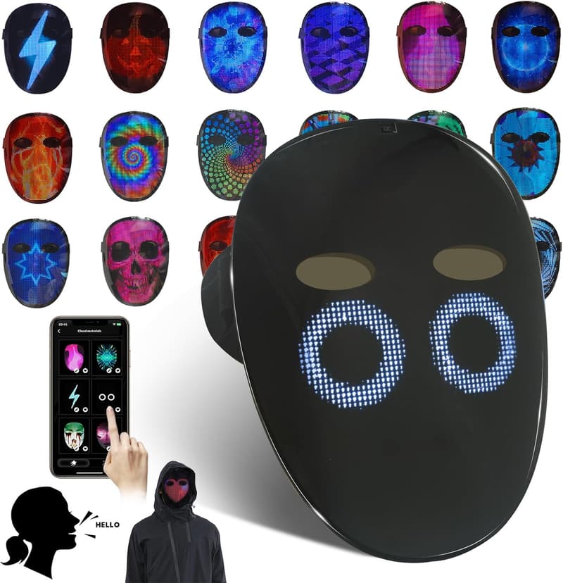 LED-Gesichtsmaske mit Gestenerkennung für Kostüm- und Halloween-Party