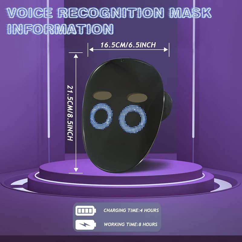 LED-Gesichtsmaske mit Gestenerkennung für Kostüm- und Halloween-Party