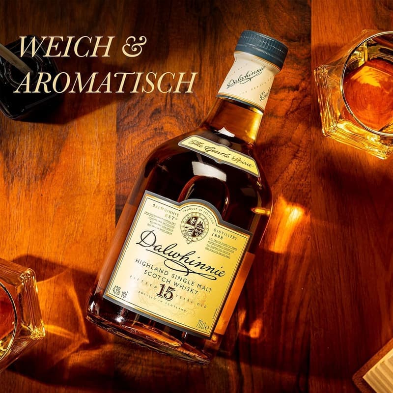 Dalwhinnie 15 Jahre Highland Single Malt Whisky Geschenkset mit Gläsern