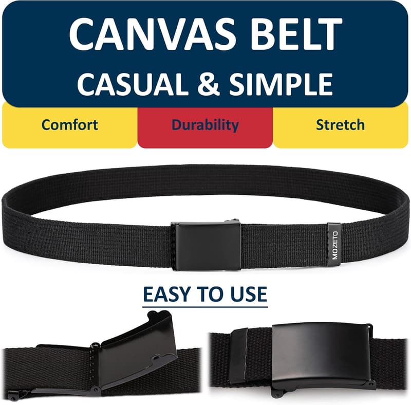 Verstellbarer Unisex Canvas-Gürtel für Herren 115-145 cm, 3,8 cm breit