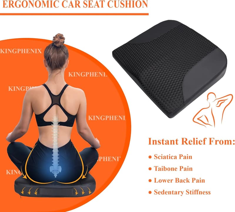 Memory Foam Autositzkissen – Ergonomisch, schmerzlindert, schwarz