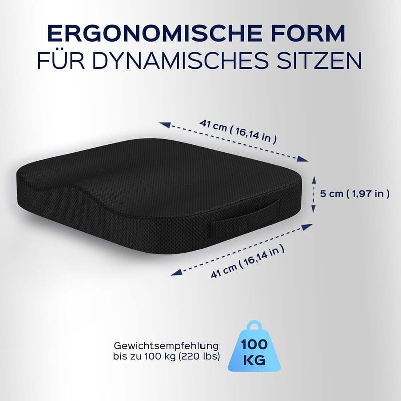Orthopädisches Sitzkissen aus Memory Foam für Erwachsene - Wellness Schwarz