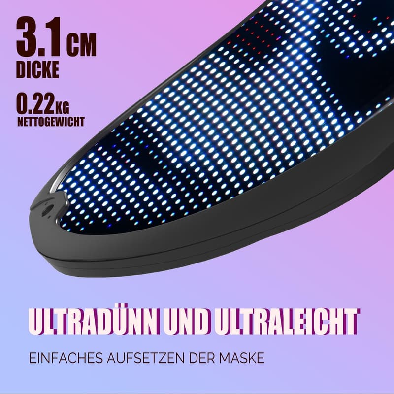 Bluetooth-fähige LED-Maske mit Gestenerkennung für Karneval und Halloween