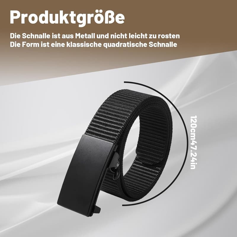 Hochwertiger Canvas-Gürtel für Kinder, strapazierfähig, Schwarz, 120 cm