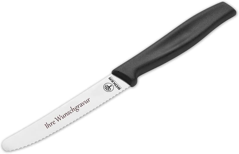 Personalisierbares Frühstücksmesser mit Namensgravur - Böker Brötchenmesser schwarz