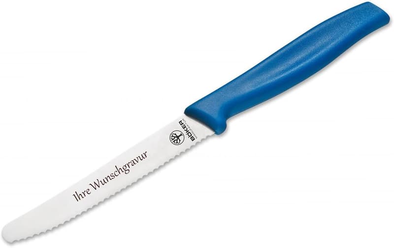 Personalisierbares Frühstücksmesser in Blau mit Wunschgravur
