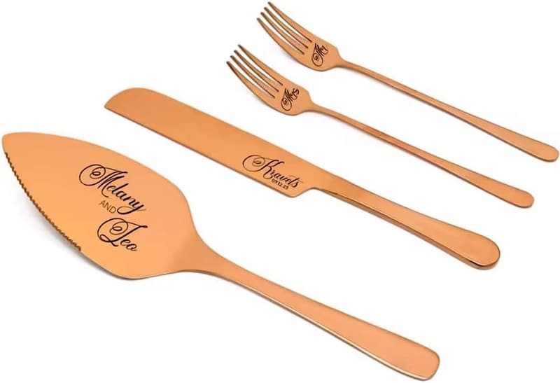 Personalisierte Hochzeitstorte Messer Set aus Edelstahl mit Gravur