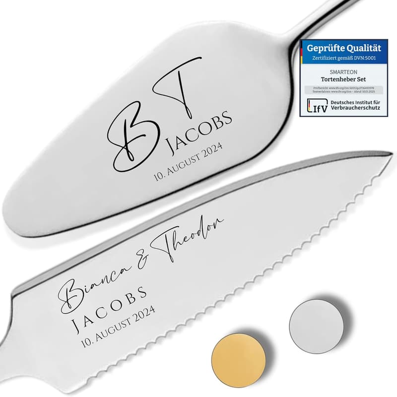 Personalisierter Cake-Server mit Tortenmesser – Hochzeitsgeschenk für Paare