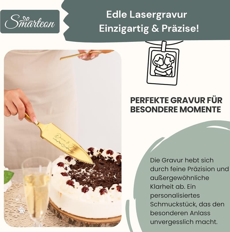 Personalisierter Cake-Server mit Tortenmesser – Hochzeitsgeschenk für Paare