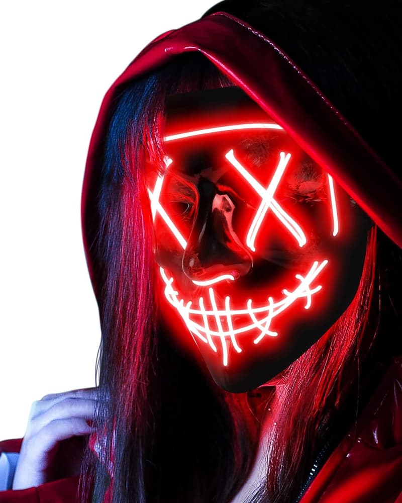LED Halloween Maske mit 3 Beleuchtungsmodi für Kostümpartys