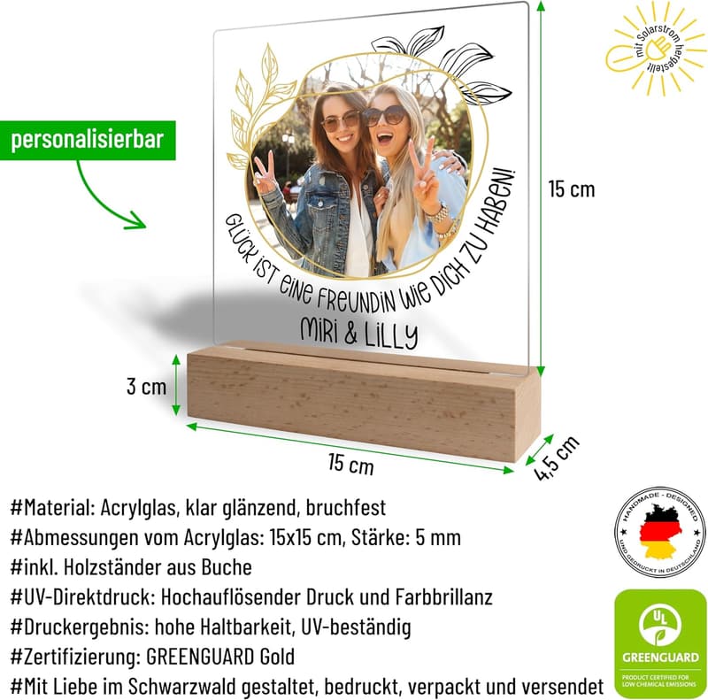 Personalisiertes Acrylglasbild mit Foto und Namen – 15x18 cm für Frauen