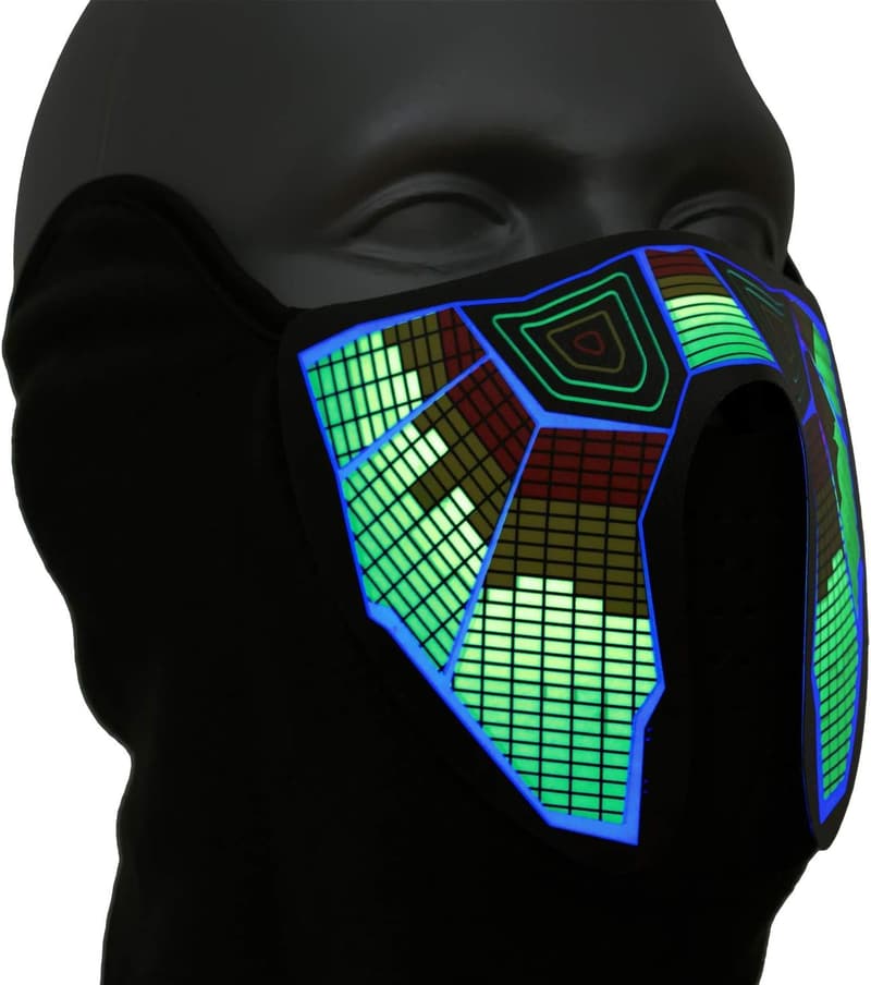 LED Equalizer Maske für Festivals und Raves – Soundaktiviert