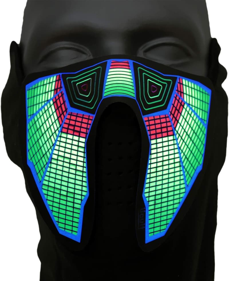 LED Equalizer Maske für Festivals und Raves – Soundaktiviert
