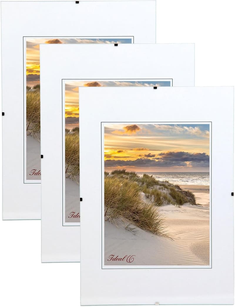 3er Set Glas-Bilderrahmen 13x18 für stilvolle Fotopräsentation