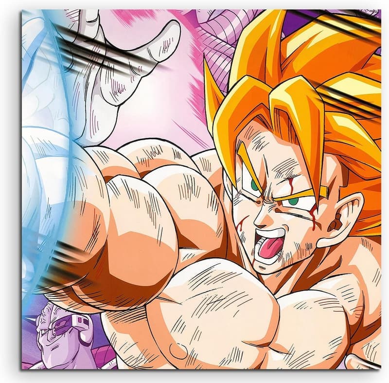 Dragon Ball Z Super Saiyan Goku Leinwandbild 60x60 cm, gerahmt