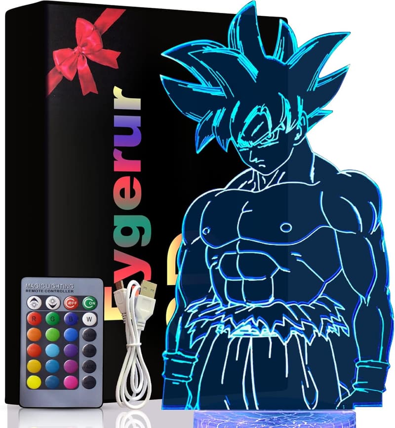 Dragon Ball Nachtlicht 3D LED mit Fernbedienung – dimmbar, 7 Farben, für Goku-Fans
