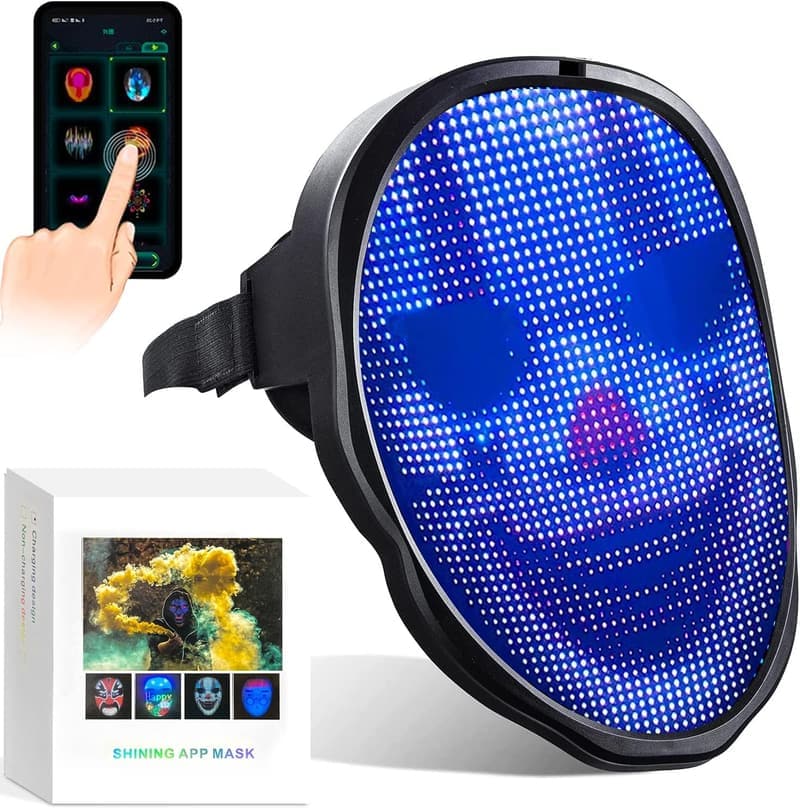 LED Maske mit Bluetooth – Programmierbar für Halloween-Cosplay