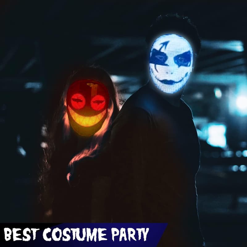 LED Maske mit Bluetooth – Programmierbar für Halloween-Cosplay