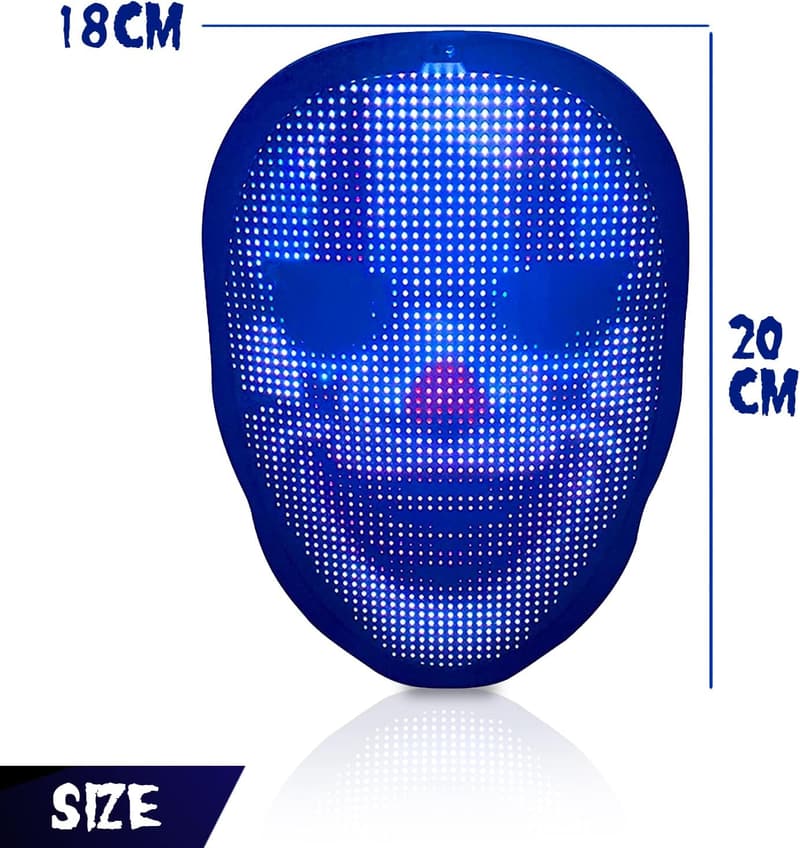 LED Maske mit Bluetooth – Programmierbar für Halloween-Cosplay