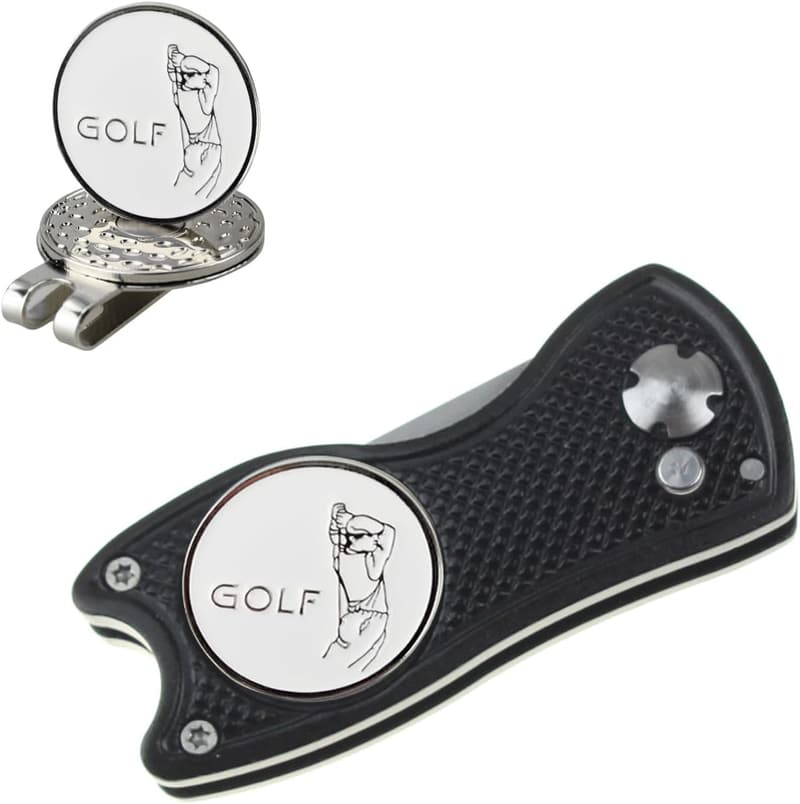 Faltbares Golf-Divot-Tool mit magnetischer Kugelmarkierung