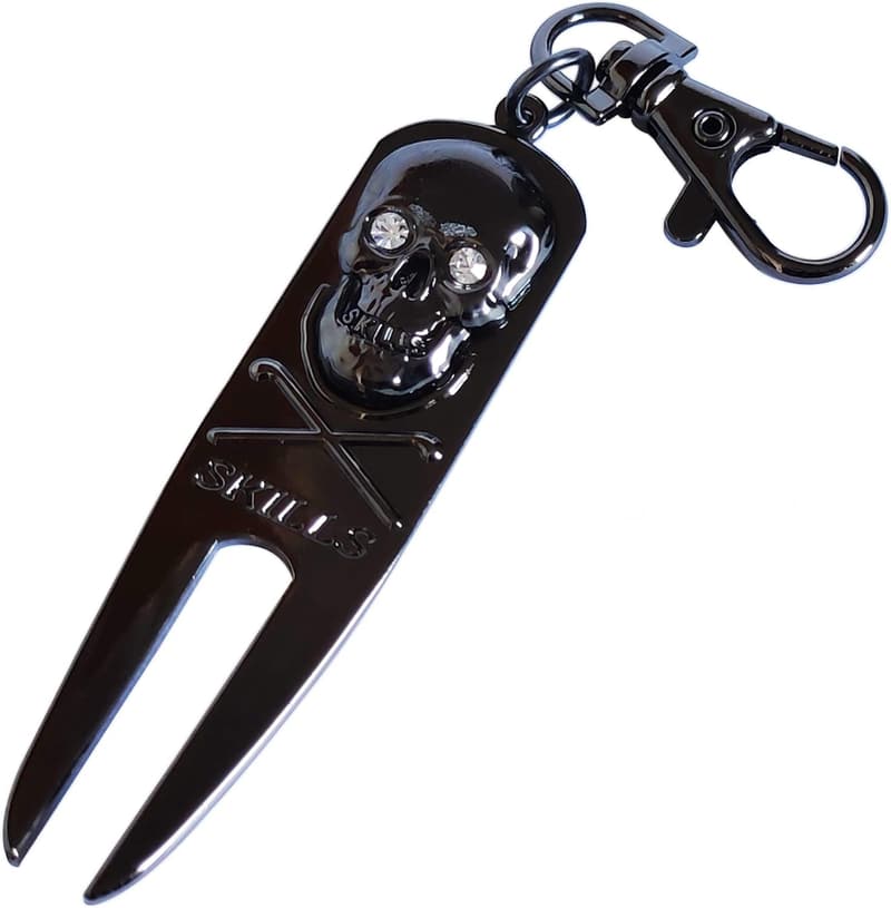 Golf Geschenkset - Pitchgabel mit Totenkopf-Ballmarker & 46-in-1 Multitool