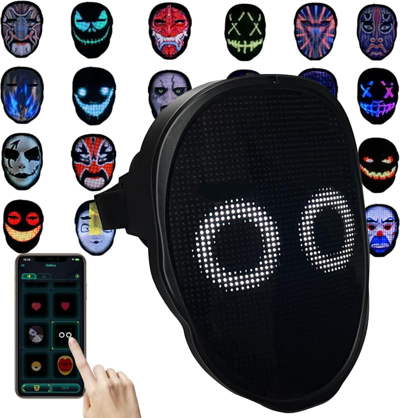 Ledermaske mit Bluetooth-App-Steuerung und anpassbarem Licht