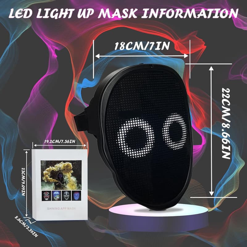 Ledermaske mit Bluetooth-App-Steuerung und anpassbarem Licht