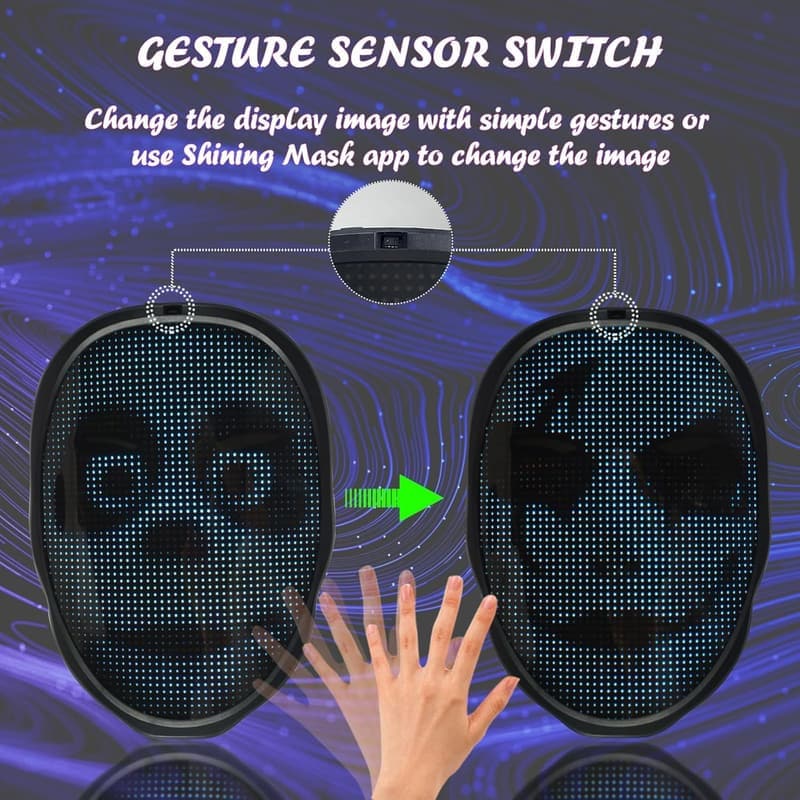 Ledermaske mit Bluetooth-App-Steuerung und anpassbarem Licht